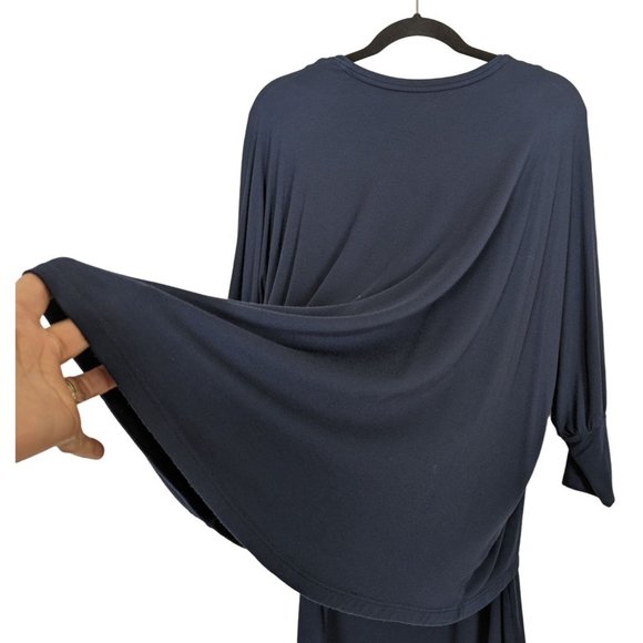 SOFT‎ SURROUNDINGS Stretch jersey Layered Indeevar Tunic blue Bohemian Top Small - Picture 4 of 10